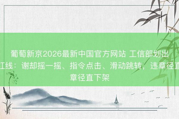 葡萄新京2026最新中国官方网站 工信部划出三条红线:谢却摇一摇、指令点击、滑动跳转,违章径直下架