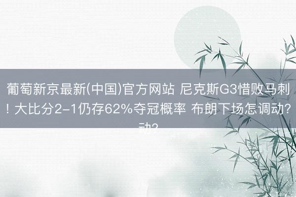 葡萄新京最新(中国)官方网站 尼克斯G3惜败马刺! 大比分2-1仍存62%夺冠概率 布朗下场怎调动?