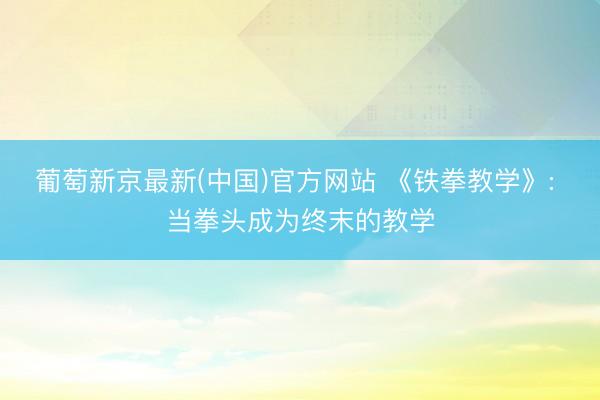葡萄新京最新(中国)官方网站 《铁拳教学》: 当拳头成为终末的教学