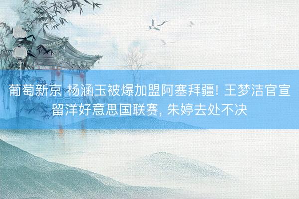 葡萄新京 杨涵玉被爆加盟阿塞拜疆! 王梦洁官宣留洋好意思国联赛， 朱婷去处不决