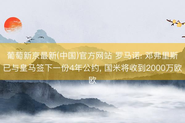 葡萄新京最新(中国)官方网站 罗马诺: 邓弗里斯已与皇马签下一份4年公约， 国米将收到2000万欧