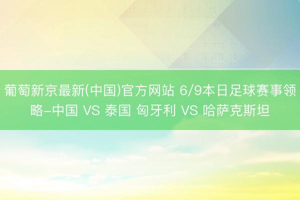 葡萄新京最新(中国)官方网站 6/9本日足球赛事领略-中国 VS 泰国 匈牙利 VS 哈萨克斯坦