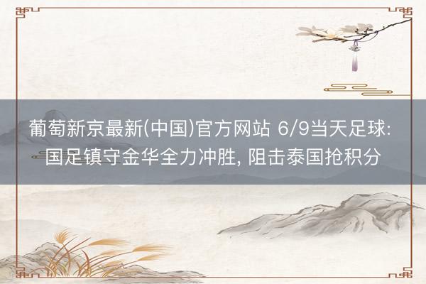 葡萄新京最新(中国)官方网站 6/9当天足球: 国足镇守金华全力冲胜， 阻击泰国抢积分