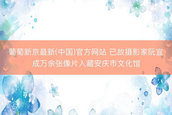 葡萄新京最新(中国)官方网站 已故摄影家阮宜成万余张像片入藏安庆市文化馆