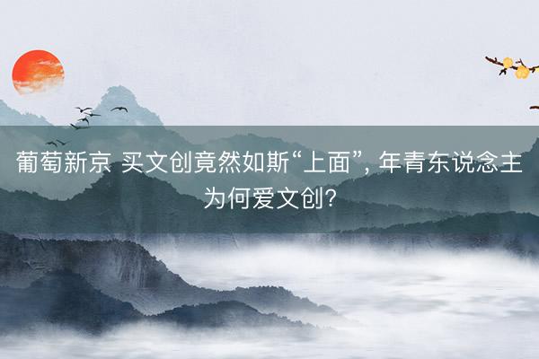 葡萄新京 买文创竟然如斯“上面”， 年青东说念主为何爱文创?