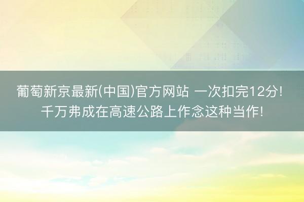 葡萄新京最新(中国)官方网站 一次扣完12分! 千万弗成在高速公路上作念这种当作!