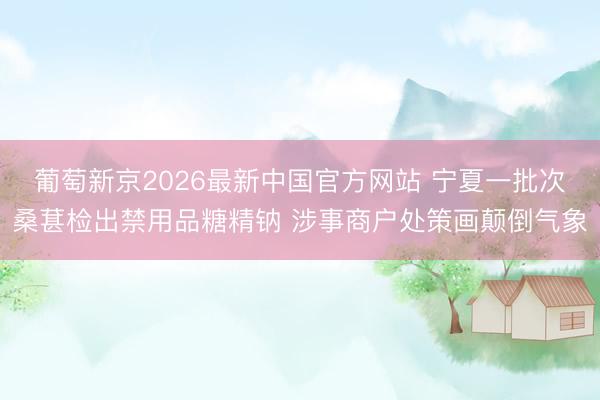 葡萄新京2026最新中国官方网站 宁夏一批次桑葚检出禁用品糖精钠 涉事商户处策画颠倒气象