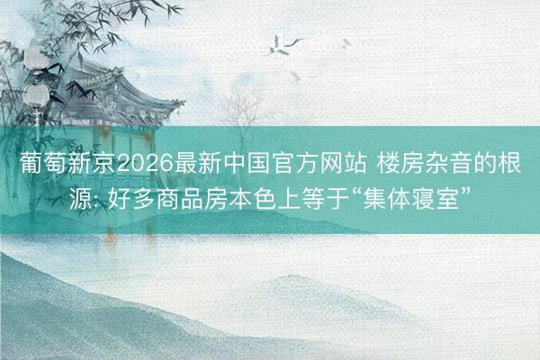 葡萄新京2026最新中国官方网站 楼房杂音的根源: 好多商品房本色上等于“集体寝室”