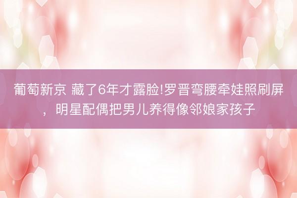 葡萄新京 藏了6年才露脸!罗晋弯腰牵娃照刷屏，明星配偶把男儿养得像邻娘家孩子