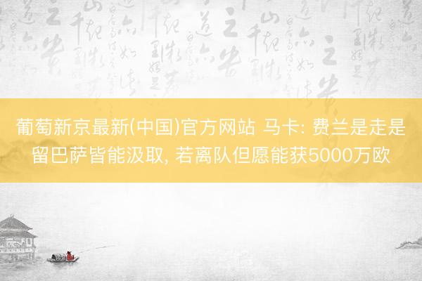 葡萄新京最新(中国)官方网站 马卡: 费兰是走是留巴萨皆能汲取， 若离队但愿能获5000万欧
