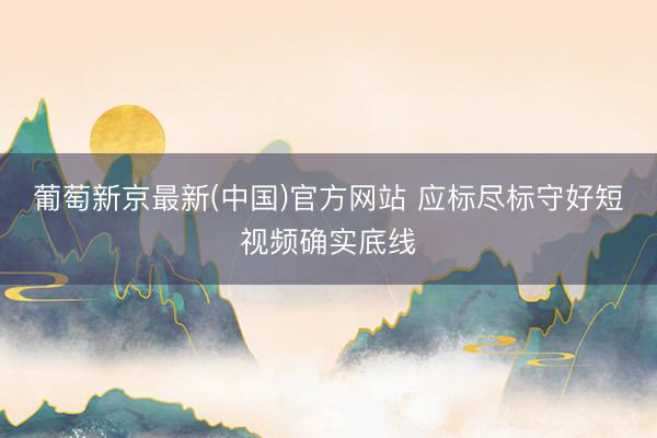 葡萄新京最新(中国)官方网站 应标尽标守好短视频确实底线