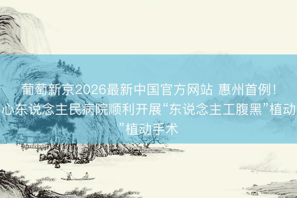 葡萄新京2026最新中国官方网站 惠州首例！市中心东说念主民病院顺利开展“东说念主工腹黑”植动手术